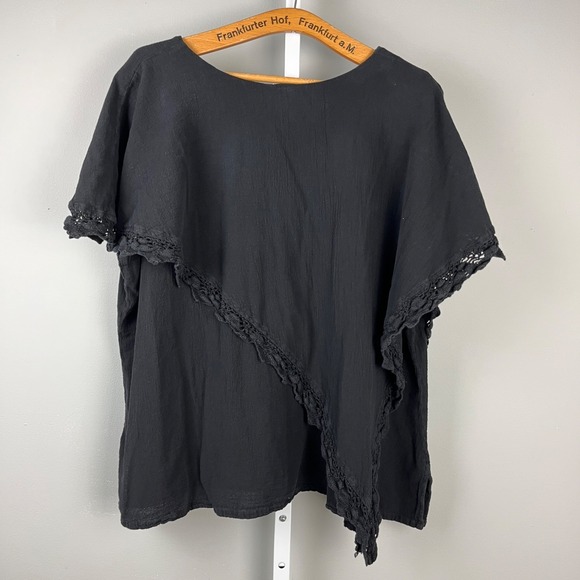 Manta Del Lago Mexico‎ Black Layered Top Womens 2X Textured Relaxed Minimalist - Picture 5 of 7
